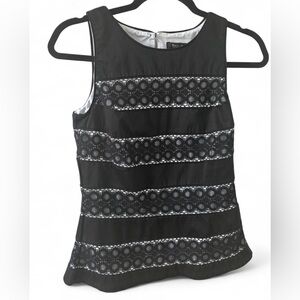 White House Black Market Black and White Lace Blouse